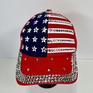 NEW Patriotic USA Flag Cap w/ Bling- Red, White, and Blue-July 4th